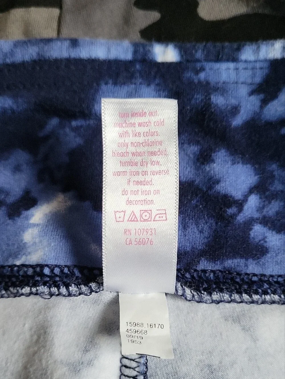 BUNDLE (2): Justice Blue Tie-Dye, Gray Camo Girls' Legging Duo